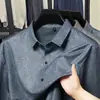 Nova Coleção de Outono Camisas Masculinas Tendência Casual Moda Meia-Idade Sem Ferro Estampadas Business Manga Longa Tops Base
