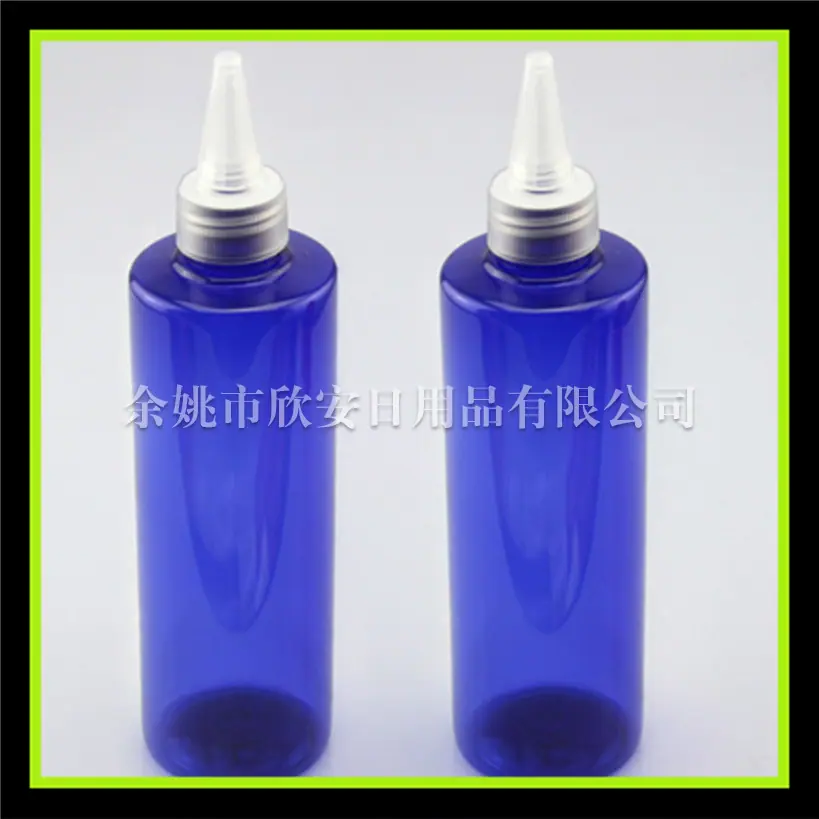 250ml 平 肩pet+尖嘴盖 蓝色