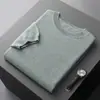 Suéter de Lana para Hombre Color Sólido Lana Otoño e Invierno Delgado Cuello Redondo Manga Corta Casual Cálido Tejido Suéter Básico