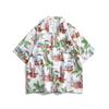 Camisa Floral Retro Floresta Floral Estampa Completa de Crisântemo Manga Curta Masculina e Feminina Estilo Férias Praia Estilo Ilha Havaiana