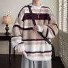 Roupas de outono moda masculina estilo chinês guindaste estampado suéter masculino pescoço redondo solto top japonês suéter retrô japonês