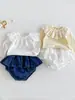 Camiseta Base para Niñas Primavera/Verano, Top de Manga Larga con Cuello Bordado de Encaje para Niños, Camiseta Casual de Color Sólido para Bebé