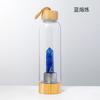 Taza de Energía de Cristal Donghai Cristal Natural Pilar de Seis Puntas de Punta Única Cubierta de Bambú Vaso Botella Deportiva de Agua de Vidrio con Laca Taza de Té