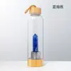 Columna de Cristal Donghai Columna de Energía Taza Prisma Hexagonal de Cristal Tapa de Bambú Taza de Té de Vidrio Taza de Agua Deportiva con Correa Botella de Agua