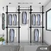 Arara de Roupas de Chão ao Teto Sem Furos, Rack de Armazenamento para Sala de Estar, Haste de Suporte para Varanda Quarto, Rack Combinado para Guarda-Roupa