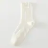 Calcetines Finos de Verano hasta la Media Pantorrilla para Mujer, Malla Blanca de Encaje Hueca Transpirable Estilo Japonés Largos JK Lolita Holgados de Algodón