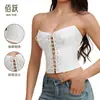 Nuevo Corsé de Corte Fruncido Soporte de Pecho Ropa Moldeadora de Cuerpo Control de Abdomen Correa de Sujeción Ajustada Corsé Sujetador Acanalado Faja