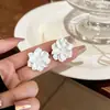 Pendientes Estilo Vacaciones en la Playa, Nuevos Pendientes de Flor de Tela Primavera Verano para Mujer, Modernos y Dulces, Pinzas para Orejas de Bobina de Mosquitos