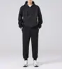Conjunto Esportivo Duas Peças Transfronteiriço Mais Veludo Jaqueta com Capuz e Zíper Blusa de Moletom com Capuz Calça de Moletom Gola Alta Cardigan Solto Masculino