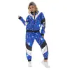 Disfraz de Halloween 80s Retro Disco Hip-Hop Chaqueta Deportiva y Pantalones Conjunto para Hombres y Mujeres Adultos Atuendo de Performance