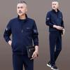 Traje deportivo de primavera y otoño para hombre, forrado de polar, para otoño e invierno, para papá de mediana edad y anciano, paquete de dos piezas, chaqueta casual al por mayor