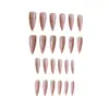 Z-321 Unhas Postiças Florzinha Cristal Nude Ponta Longa Transfronteiriça Menina Popular Flor de Cristal High-End 24 Peças Pontas de Unha Usáveis Atacado