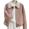 Chaqueta de ante sintético tipo borrego de alta gama estilo europeo, nueva colección de invierno 2026, chaqueta gruesa de mezcla de cuero y piel