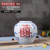 Novo Estilo Chinês Pintado à Mão Azul e Branco Palavras Felizes Cerâmica Vaso para Noivado Casamento Decoração Retro para Sala de Estar Ornamentos Dispositivo Literário para Arranjo de Flores