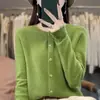 Nova Camada Base Feminina Outwear Cruzada Outono/Inverno Malha Feminina Manga Longa Andy Fleece Cardigã de Gola Redonda de Botão Único