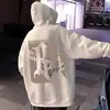 Moletom com Capuz Masculino Primavera e Outono Marca da Moda Ins Americano Pesado Retrô Hoodie Pulôver Solto Casal Tendência Jaqueta
