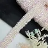 Ribete de Encaje Estilo Chanel de 2.5 cm de Ancho con 4 Hilos Dorados, Cinta de Lana Cepillo Coreano para Accesorios de Decoración de Cuello y Puño de Ropa