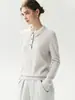 Estilo retrô e intelectual~Camisa polo de tricô 100% caxemira pura Cony para mulheres, com gola pequena e um suéter base macio e confortável