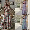 Ropa de Mujer Europea y Americana Independiente Transfronteriza 2026 Primavera Nuevo Estilo Elegante Cuello en V Estampado Bohemio Vestido de Campana