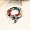 Nuevo Pulsera Creativa Hecha a Mano de Cerámica Estilo Bosque Doble Círculo para Mujeres, Estilo Étnico, Pulsera de Moda Retro Artística Joyería al por Mayor