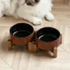 Tigela Dupla de Cerâmica de Alta Qualidade para Cães Pequenos e Médios, Tigela para Gatos, Mesa de Jantar com Proteção para o Pescoço