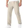 Pantalones Largos Transpirables Rectos Multicolores con Cordón de Lino Imitación Estilo Europeo y Americano, Bambú Delgado, Holgados, para Casa, Casual, Deportivos, en Stock