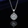 Xiaohongshu Kuaishou Douyin Influencer En Vivo Collar Chapado en Plata Piedra de Alto Carbono Diamante Cuadrado Lágrima Forma de Pera Colgante para Mujer Venta al por Mayor