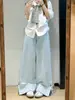 Pantalones Anchos de Algodón Puro con Botones y Bloques de Color para Mujer, Nuevo Estilo Otoño, Cintura Alta, Pierna Recta Holgada, Pantalones Deportivos con Caída, Pantalones Largos