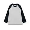 230g algodão penteado Manga raglã longa Primavera e outono Masculino e feminino Solto Cor sólida Combinação de cores soltas Camiseta básica moderna
