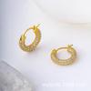 Brincos de Zircônia Micro-Incustados Franceses, Brincos, Cobre Galvanoplastia de Ouro 18K Real, Brincos Estilo Retro Hong Kong