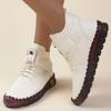 Botines Grandes para Mujer 2024 Otoño e Invierno Nuevos Comercio Exterior Punta Redonda Fondo Plano Velcro Botas de Cuero para Mujer al Mayoreo