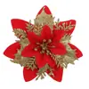 Flores artificiais de Natal, flores com glitter dourado, guirlandas artificiais douradas e prateadas para DIY, decorações artificiais para árvores de Natal, acessórios, fábrica atacadista