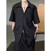 Camisa Retro Americana de Manga Corta para Hombre 2026 Verano Nueva Marca de Moda Estilo Japonés Cuello Cubano Holgada de Media Manga para Hombre