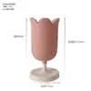 Porta Lápices de Estilo Ins Femenino Almacenamiento Cubo de Arreglo Floral Tulipán Cubo de Maquillaje Contenedor de Almacenamiento de Escritorio Decoración Minimalista Moderno