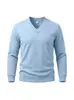 Suéter de Punto Jacquard Pesado con Cuello en V para Hombre Transfronterizo 2026, Pulóver Casual de Manga Larga Color Sólido Elástico