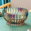 Prato de Frutas de Vidro Cristal Europeu, Bandeja de Frutas Criativa Moderna para Sala de Estar Minimalista com Pé Alto, Decoração de Mesa de Centro para Casa Estilo Luxo Leve