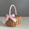 Cestas de Flores de Mimbre, Cestas Tejidas a Mano, Cestas de Regalo para Niñas de las Flores, Cestas de Almacenamiento de Bambú y Ratán, Cestas Tejidas de Bambú