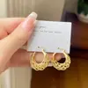 Brincos de Argola Vazados em Rede Estilo Novo Primavera e Verão para Mulheres, Brincos Elegantes de Rede em Formato de Meia-Lua Simples de Nicho com Bolso de Rede em Xadrez
