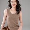 Outono e inverno nova camisola de cashmere mulheres em torno do pescoço 100% cashmere sem mangas de malha pequena camisa solta interior assentamento