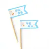 Conejo Azul Decoración de Mesa de Postres Inserto para Pastel Luna Llena del Bebé Cumpleaños 100 Pegatina para Empujar Pudín