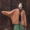 (Personalizado) Chaqueta de Algodón Acolchada de Ramio con Patrón de Diamantes 26 Invierno con Botones de Nudo Chino, Abrigo de Algodón Estilo Bohemio Artístico y Único