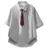 Camiseta Masculina de Verão de Manga Curta com Gravata e Estrutura de Camisa Polo Falsa de 2 Peças Tendência Alta Gramatura Manga Curta Masculina