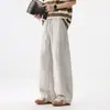 Calça Casual Masculina Lyocell Linho Estilo Relaxado 2026, Fina de Perna Larga Corte Curvo para Primavera/Verão