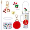 Cubierta de Silicona para Vaso Stanley Navideña Transfronteriza, Cuerda de Correa de Corazón para Taza, Set Combinado con Colgante de Árbol de Navidad y Muñeco de Nieve