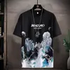 Camiseta Deportiva y Casual para Hombre Verano Seda de Hielo Delgado Tendencia Camiseta de Manga Corta Traje Corto Estilo Chino Pintura de Paisaje Superior