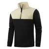 Sudadera Bloque de Color Transfronteriza Otoño e Invierno Camuflaje Media Cremallera para Hombre Moderna Casual Manga Larga Suave y Cómoda Camiseta Base Moda