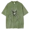 [Transfronterizo 230g] Camiseta Gráfica de Araña Dibujada a Mano, Camiseta Casual de Algodón con Mangas Cortas y Estampado para Hombre