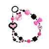 Nueva cadena para teléfono Barbie en negro y rosa, accesorio de teléfono dopamina dulce y picante, joyería de cadena con colgante de cuentas estilo ins