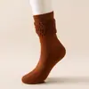 Em estoque Meias Amazon Femininas Cano Longo Outono e Inverno Espessadas terry Stouch socks Bolha Amontoada Meias para Panturrilha