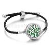 Nuevo Pulsera de Aromaterapia de Cuero Trenzado Negro Difusor de Aceites Esenciales Ajustable Joyería de Aromaterapia con Patrón de Flor para Pareja